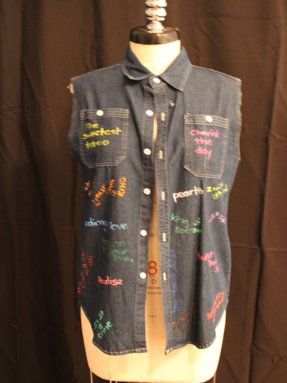Custom Made Cherish The Day Denim Button Up Shirt - Picture 4 of 4